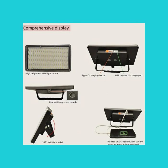 Аккумуляторный фонарь прожектор 4000 mah 4-6 часов работы power bank