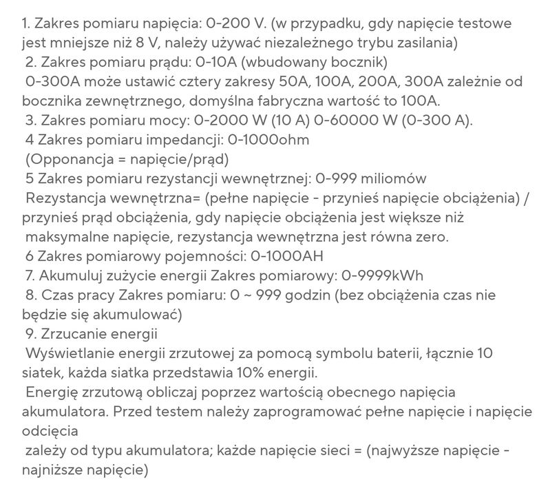 Miernik DC, watomierz, pobór prądu, pomiar pojemności