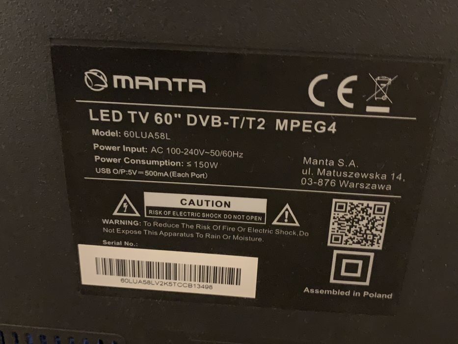 AndroidTV 4K UHD Manta 60 cali