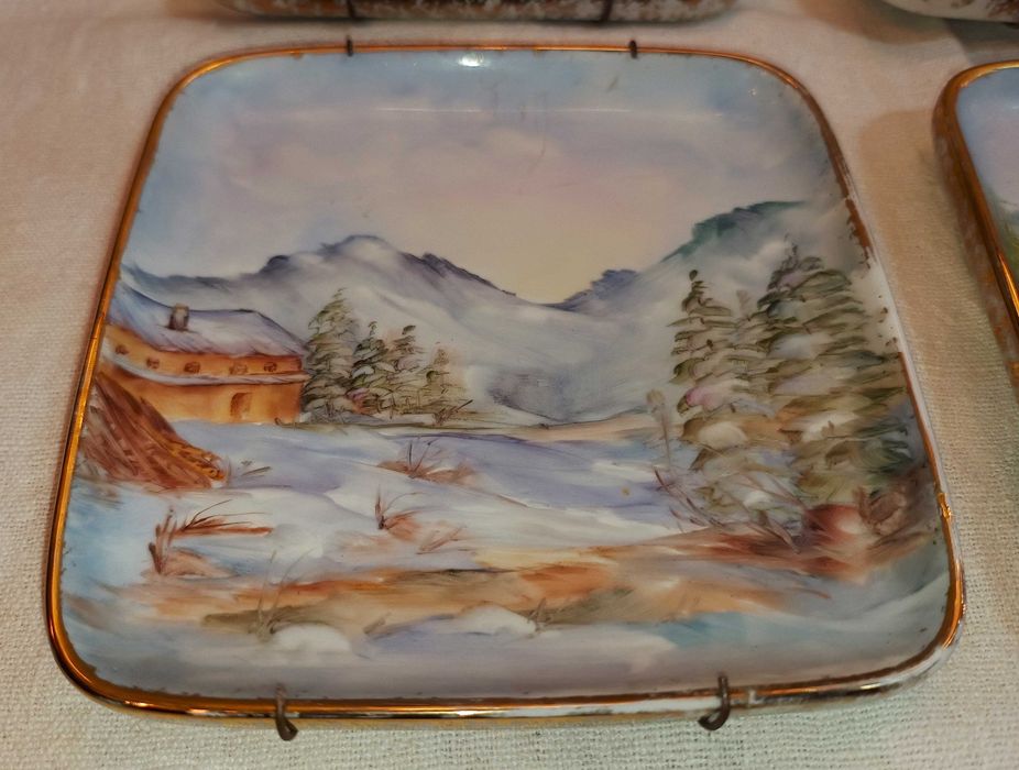 4 Pratos Pintados Mão Porcelana Áustria