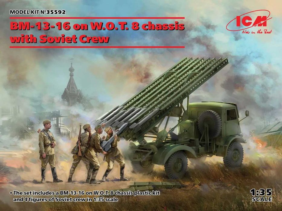 Сборная модель БМ-13-16 на шасси W.O.T. 8 + расчёт + водитель (1:35)