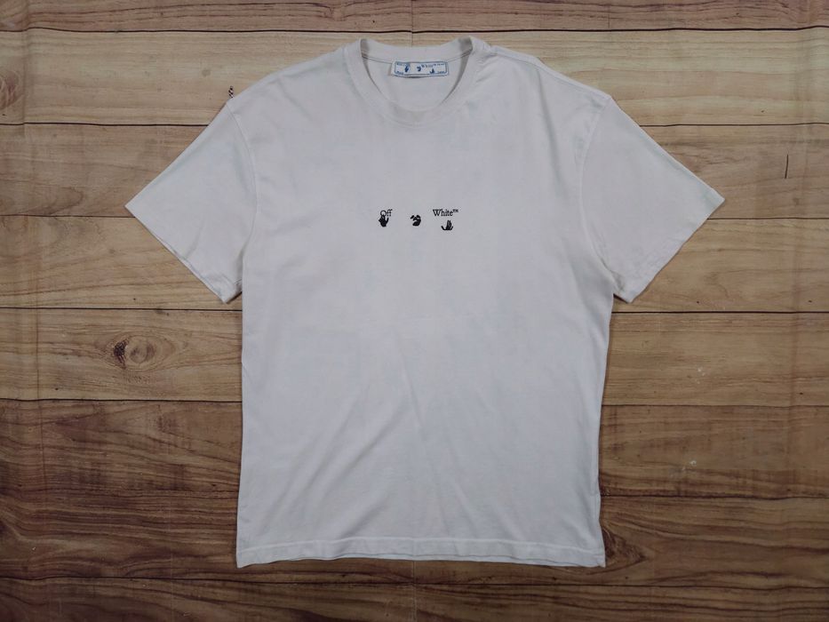 OFF-WHITE Koszulka T-Shirt Męska Biała Logowana r. L