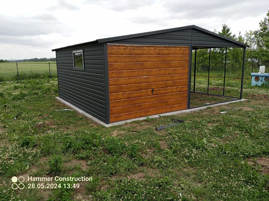 Garaż blaszany, wiata. WZMOCNIONY PROFILAMI. Producent. Cała POLSKA