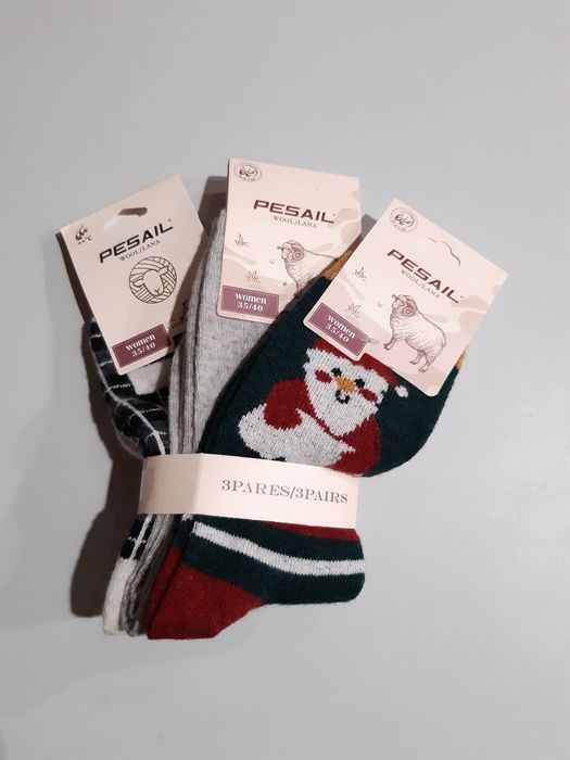 6 pares de meias novas em lã tam. 35-40