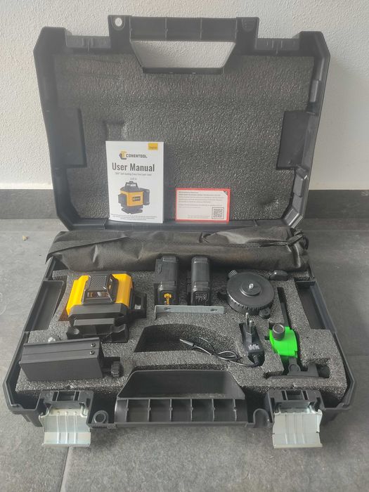 Nível Laser 16 Linhas 4D + 2 Baterias 2800 mah USB C + Tripé 120cm íman autonivelante pladur