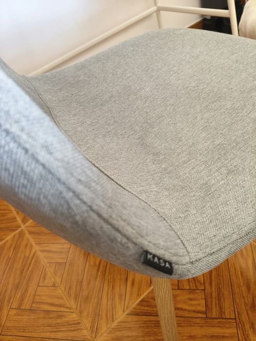 Secretária em bambu IKEA LILLÅSEN com cadeira em tecido cinzento Kasa