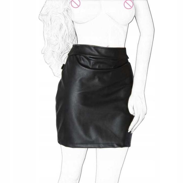 BD13 Skórzana Spódnica + STRINGI = ODKRYTA PUPA