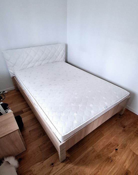 Kompletne łóżko BRW dąb sonoma 140x200 materac rehabilitacyjny