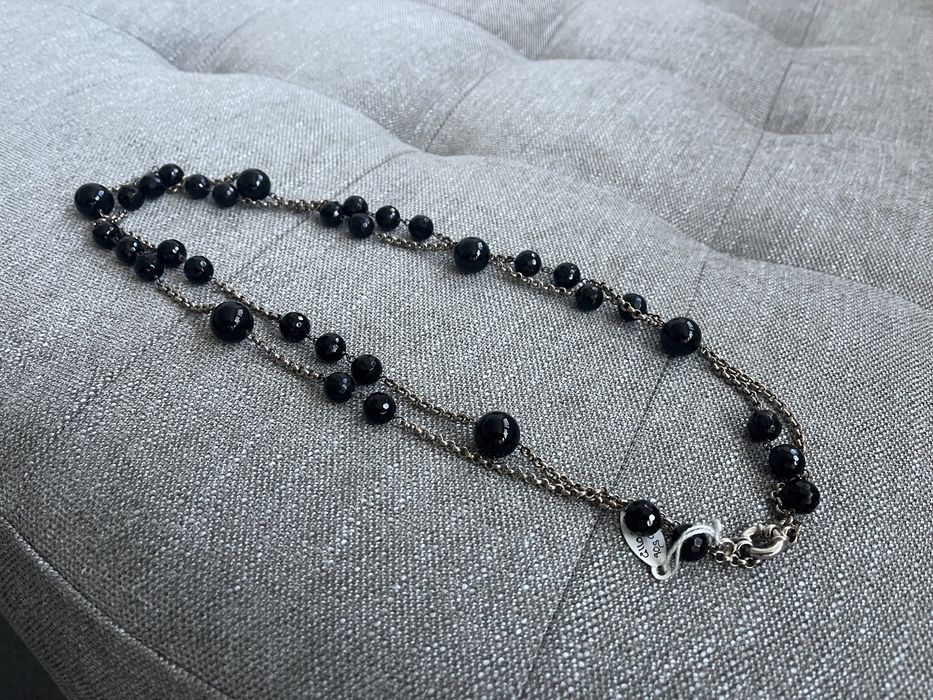 Colar comprido prata com onix da para dar 2 voltas ao pescoço