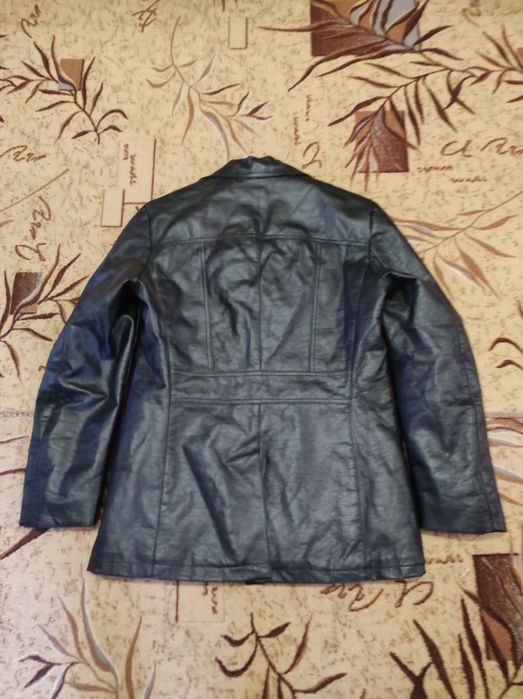 Зимняя Кожаная Куртка с Утеплителем М-ка Black