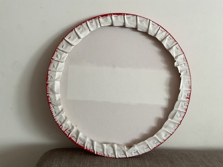 Quadro redondo, tela, sinal proibido