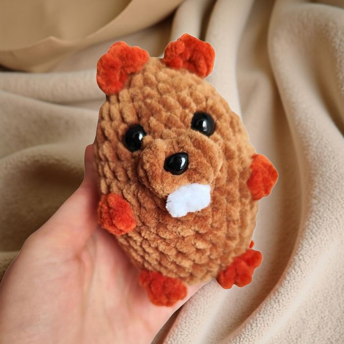 В'язана іграшка  Бобер, плюшева іграшка ручної роботи, хендмейд