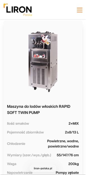 Sprzedam maszyny do lodów włoskich i amerykańskich