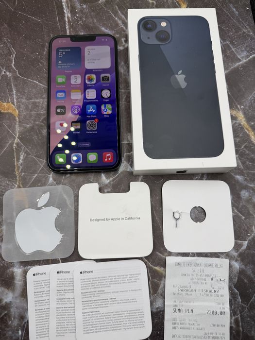 Smartfon iPhone 13 128GB, Komplet, Bez blokad, 100% sprawny