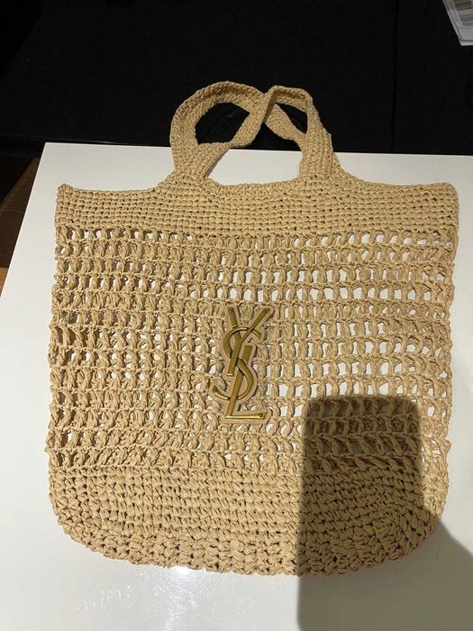 Torebka siatka plażowa koszyk icare Raffia ysl  od ręki