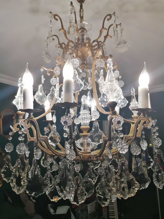 Żyrandol kryształy, mosiądz