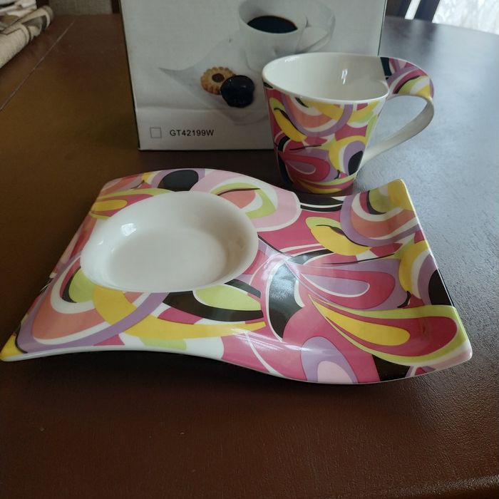Filiżanka + spodek do kawy, herbaty, zestaw deserowy