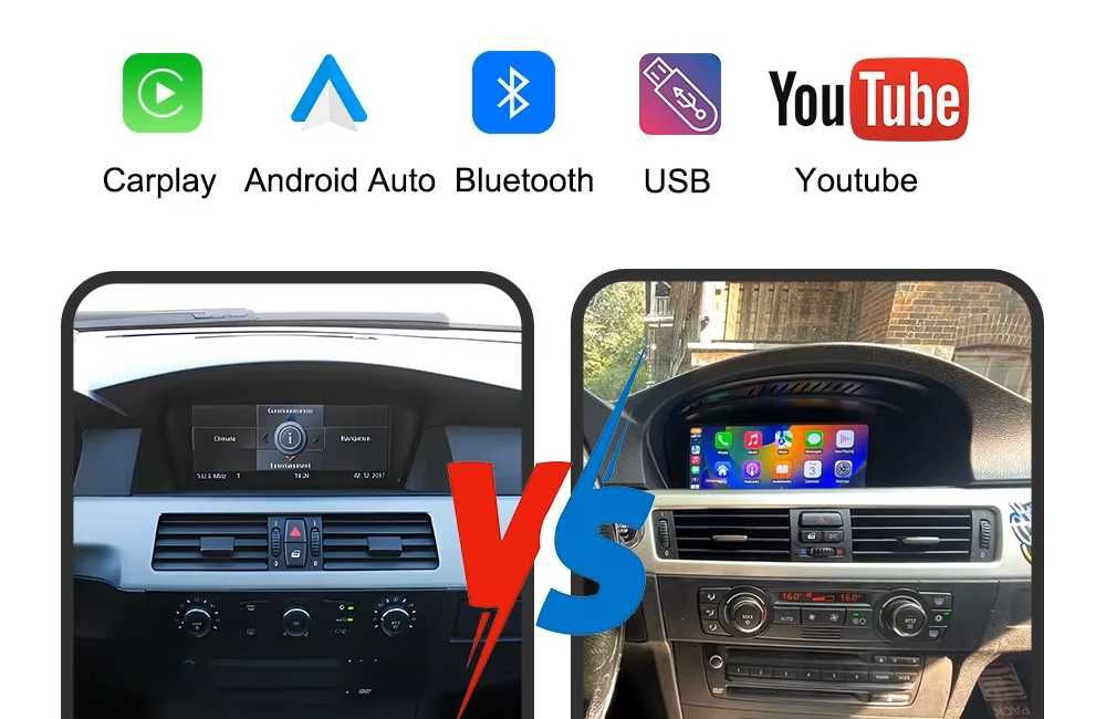 CarPlay Android Auto Radio DAB+ Opcja GPS Nawigacja WiFi 4G MP3 MP4 Bluetooth Pełny Android BMW E63 E64