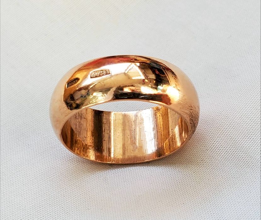 Кольцо с пробой в золотом цвете 583 золота периода ссср