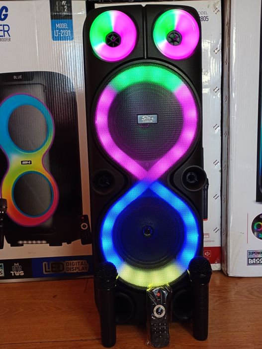 Караоке акустика Atlanfa-82(Bluetooth,SD,USB,FM) пультДУ, 2микрофона.