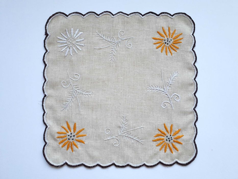 3 Serwetki haftowane Vintage PRL