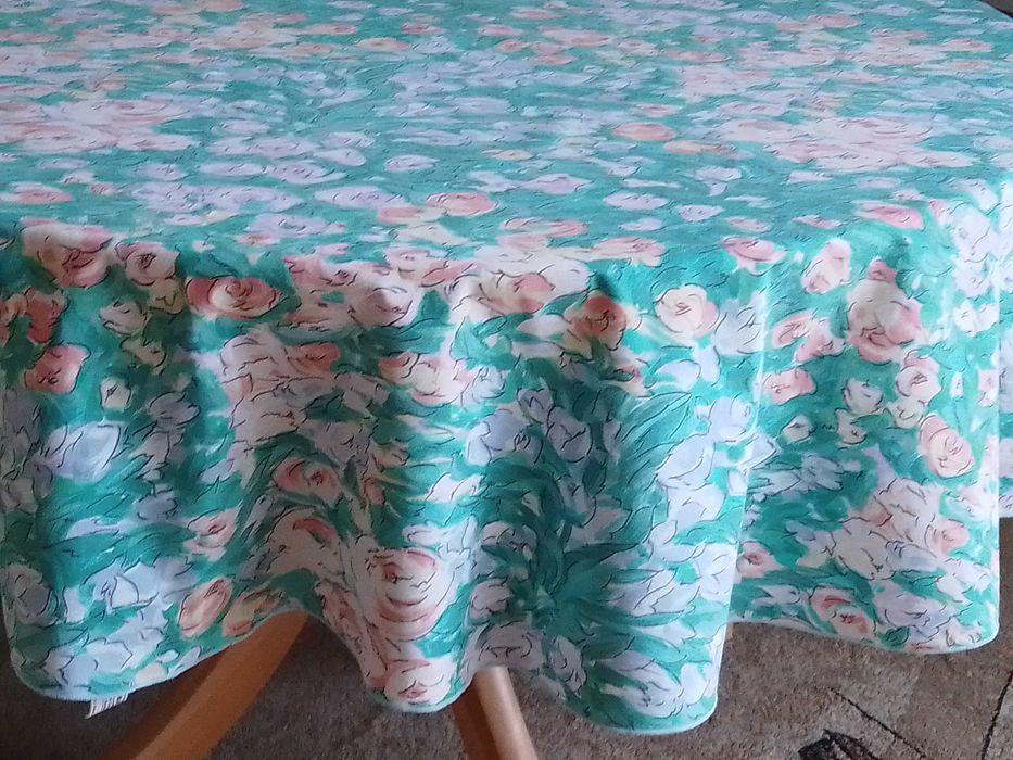 Kolorowy obrus w kwiaty Made in France - średnica 170cm - bdb !!