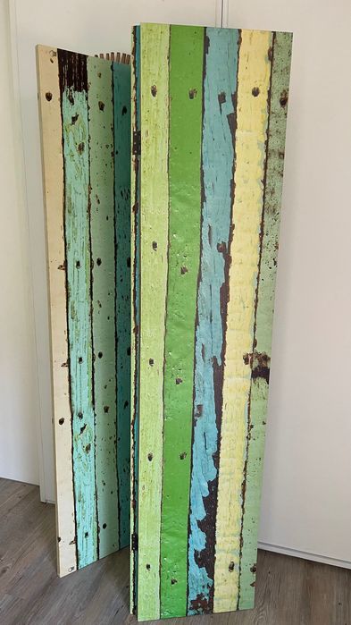 Biombo decorativo em tela estampada dobravel