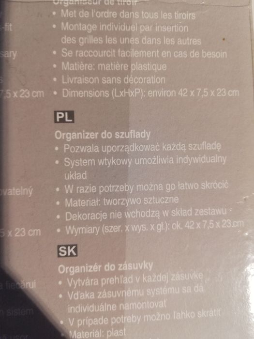 Organizer do szuflady ruco 2komplety