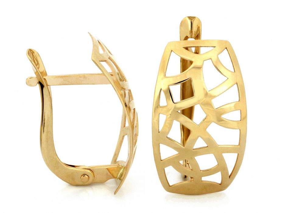 Złote kolczyki nowoczesne ażurowe PR 585