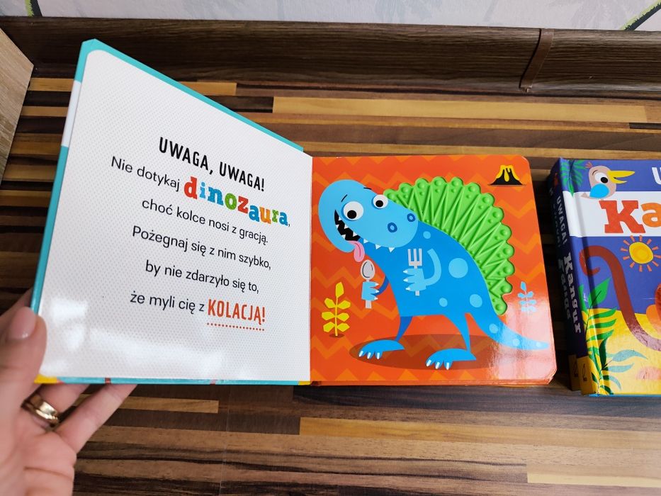 Zestaw Książki sensoryczne uwaga jeż dinozaur kangur  rekin tygrys