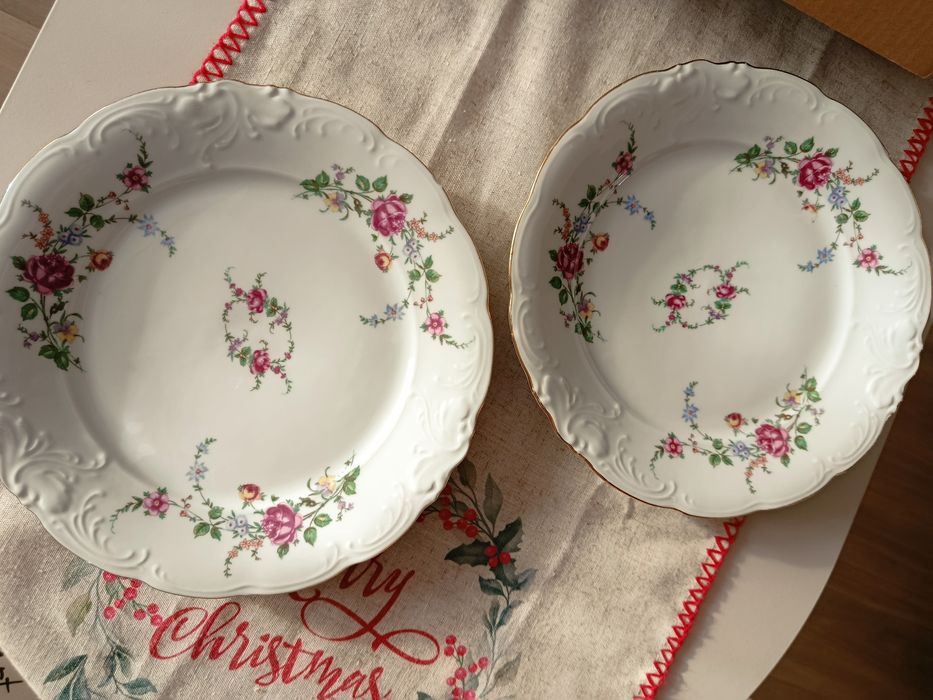 Talerze Wawel prl porcelanowe kwiaty