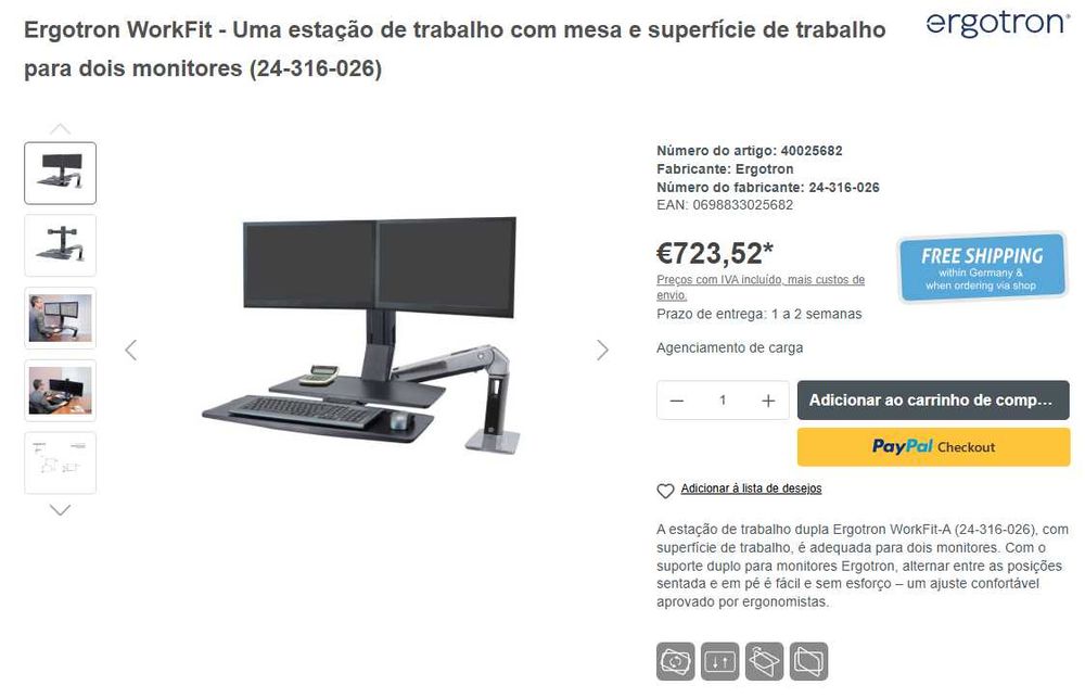 Estação de Trabalho Ajustável para Dois Monitores