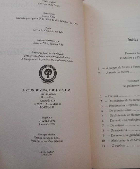 A Voz do Mestre de Kahlil Gibran