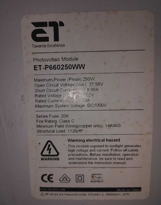 Painel Fotovoltaico 250W