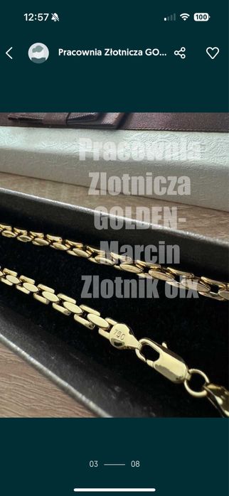 Pozłacany Łańcuszek męski Cartier Ankier NOWY