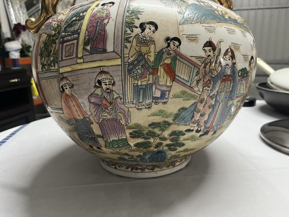 Pote/ jarra chinesa Decorativa pintada a mão