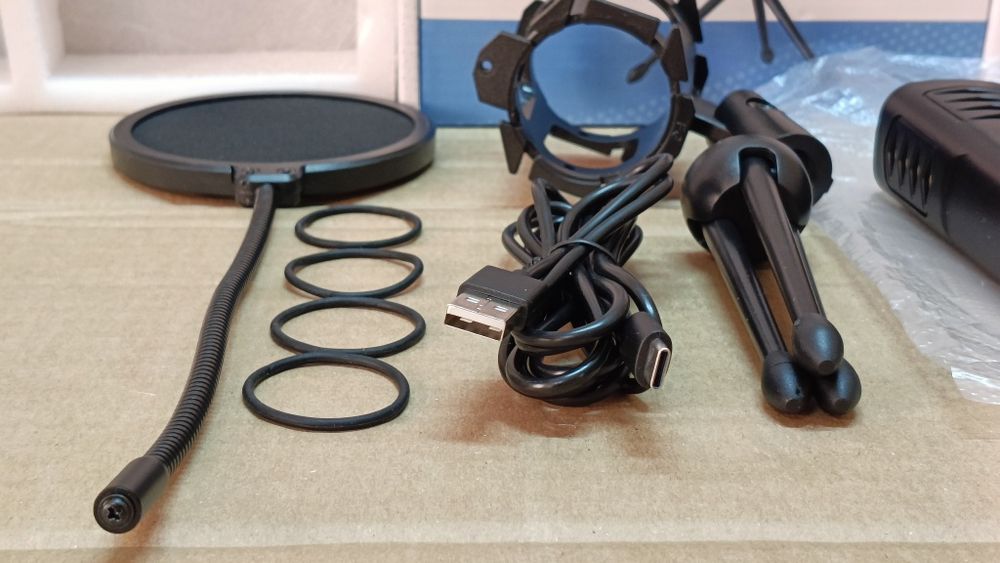 NK Mikrofon kondensacyjny USB - Micro ze statywem filtrem antypopowym