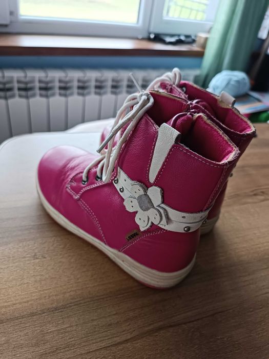 Dziecięce dziewczęce zimowe skórzane botki Buty Hasby 2222A