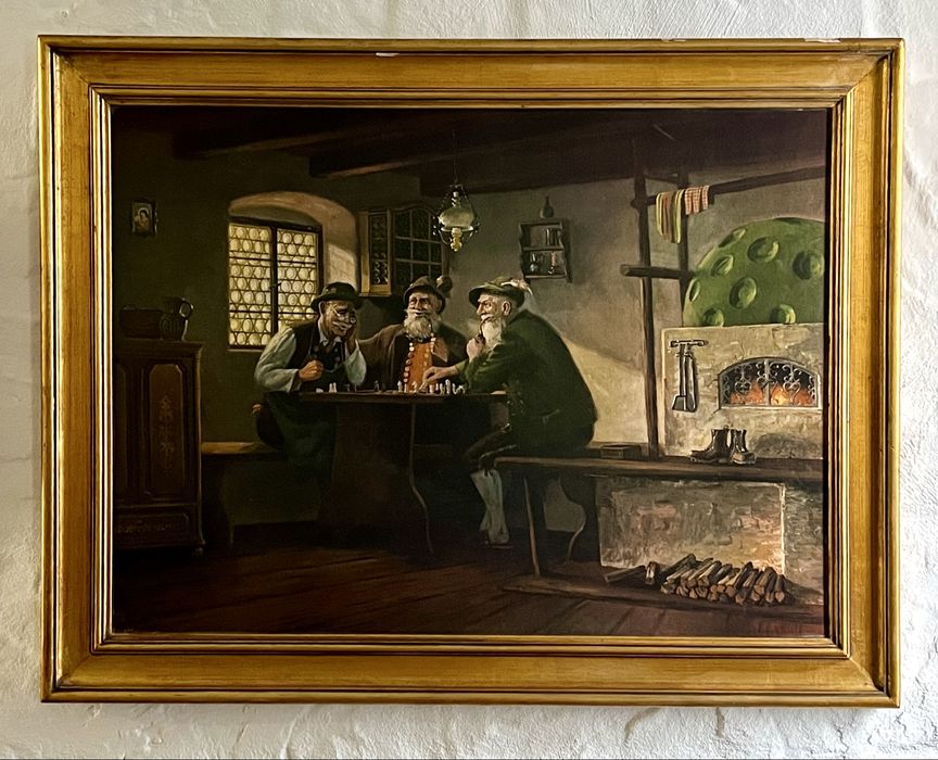 Quadro Pintura a Óleo - Karl Kessel "Na Taberna" - Emoldurado