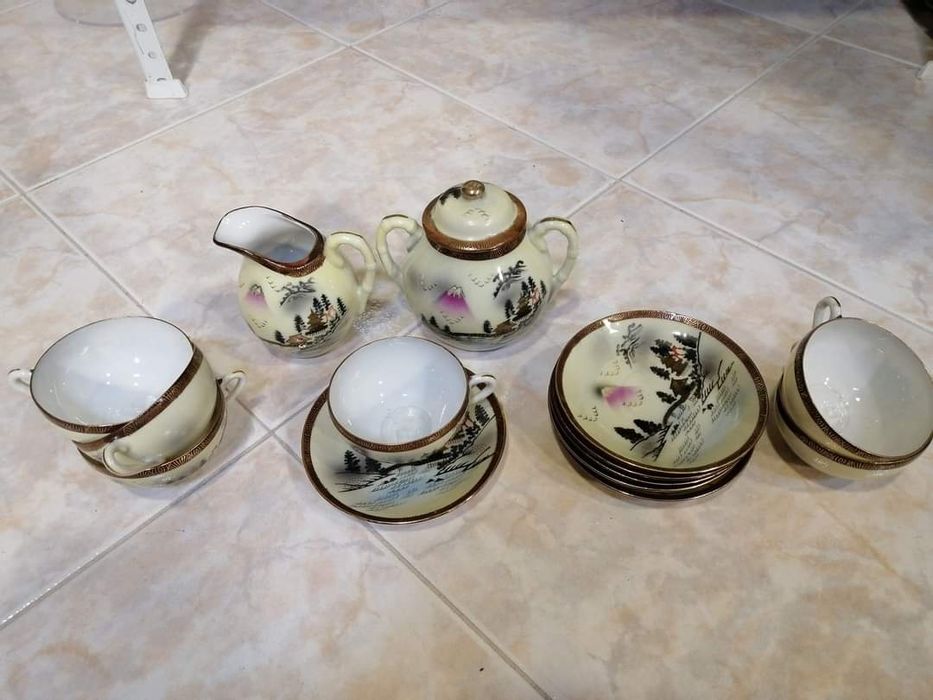 conjunto de chá porcelana chinesa casca de ovo