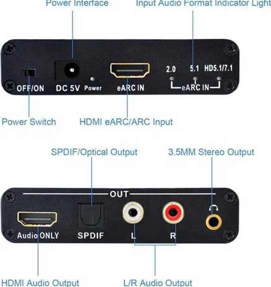 H.May Konwerter audio HDMI eARC ARC 24 bit/192 kHz Audio Sampling Rate