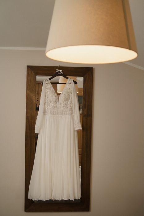 Suknia ślubna BOHO z długim rękawem | Salon Felis K62-22 | r. 40 / 42 (168 cm)