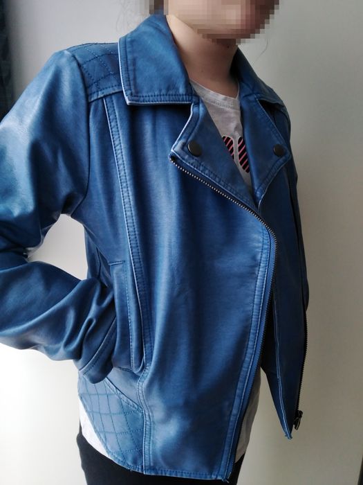 Kurtka 146 ramoneska eko skóra niebieska