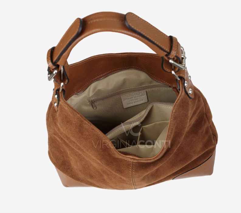 Сумка мягкая замшевая  черная сумка мешок Италия