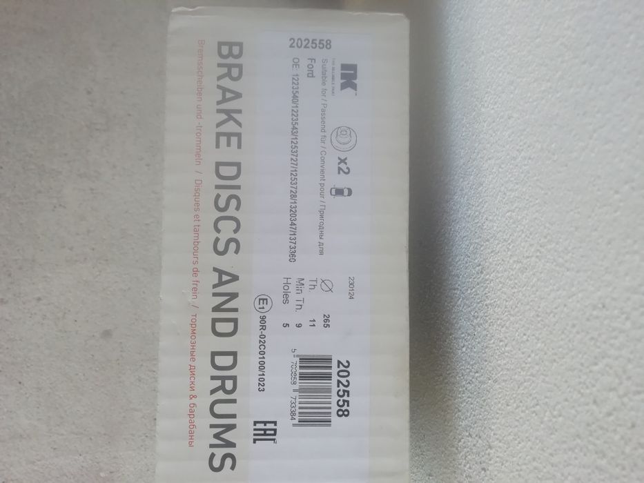 Discos travão novos