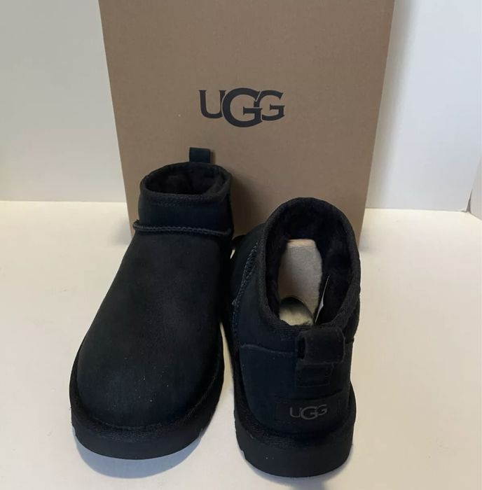 Оригінал UGG classic ultra mini короткі уггі чорні натуральні