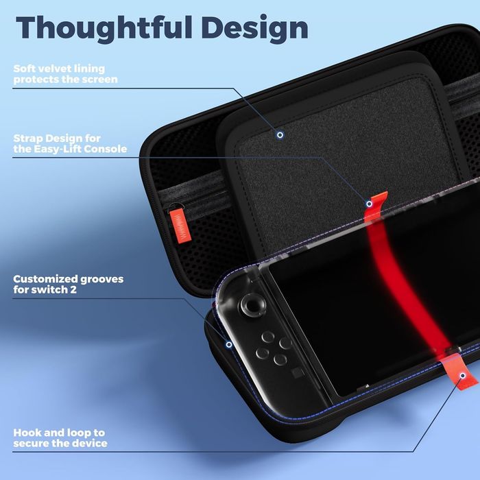 Etui Nintendo Switch 2 - twarde EVA, 24 gry, czarne