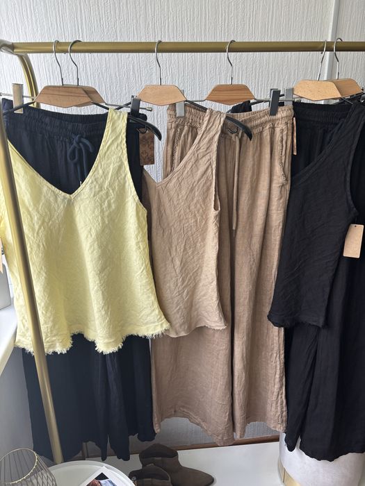 Широкі штани з льону, італійська фабрика