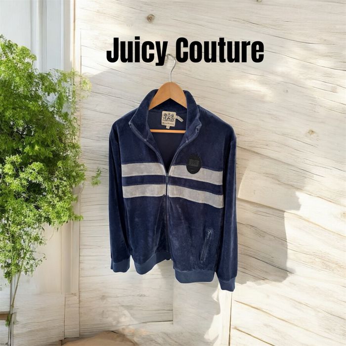 Oryginalna bluza Juicy Couture bawełniana na zamek granatowa rozmiar L