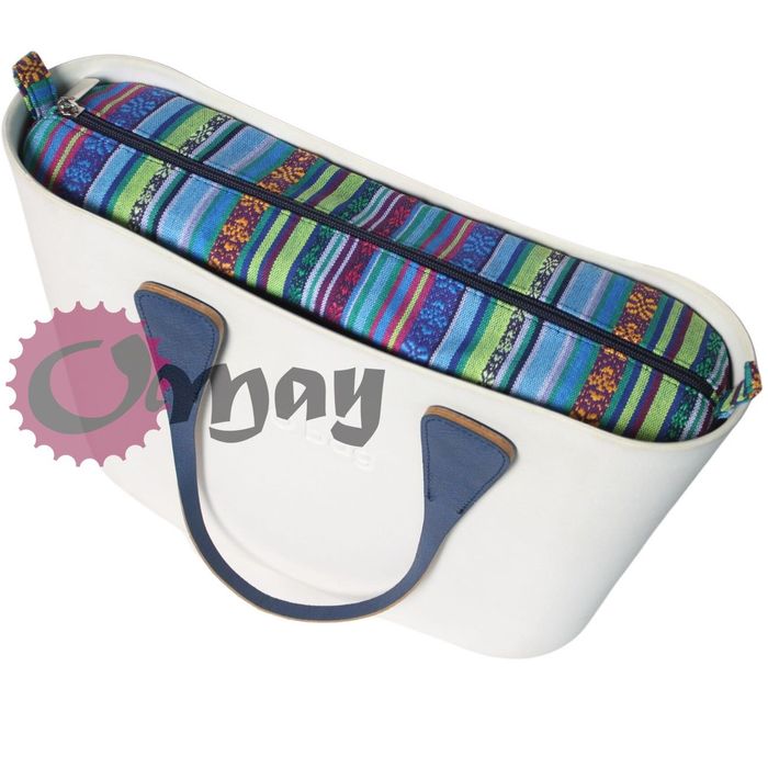 Granatowy Organizer do OBAG MINI paski kolorowe 2 kieszenie wkład OMAY